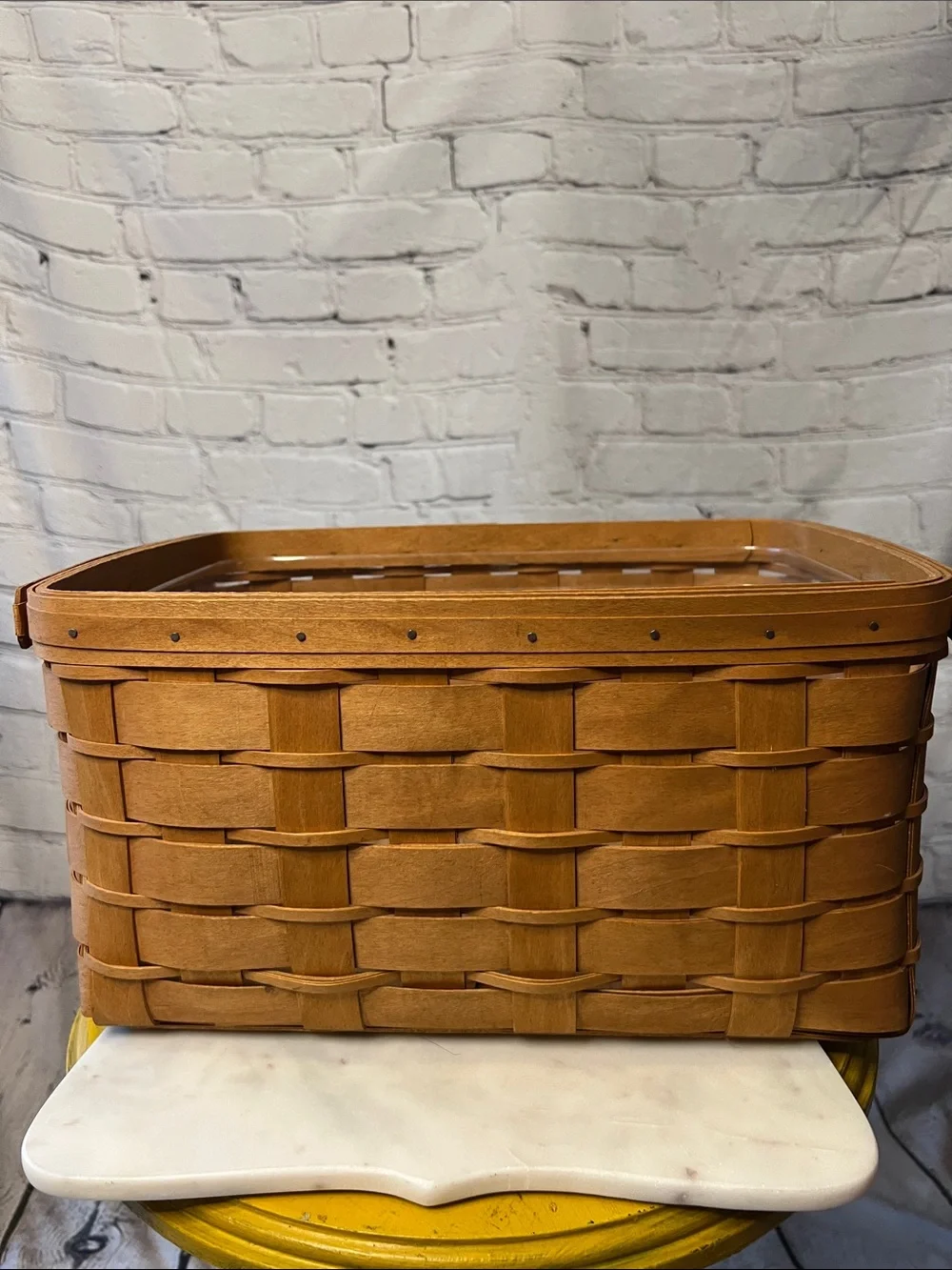 Longaberger 2008 Handwoven large Basket Plastic Protector Liner D-Ring Vintage